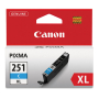 Canon Genuine OEM 6449B001 (CLI251XL) CLI-251XL Cyan Inkjet Cartridge