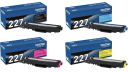 Brother Original TN227 Toner Cartridges, High Yield, Full Set (BK,C,M,Y)